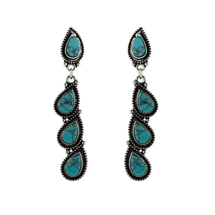 Retro Teardrop-Shaped Turquoise Dangle Earrings