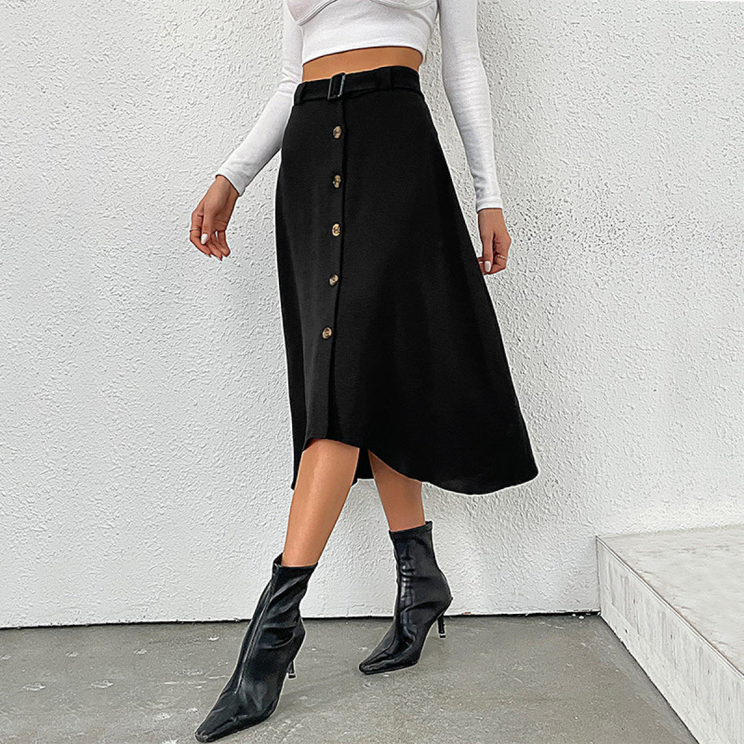 Buttoned Asymmetrical Skirt