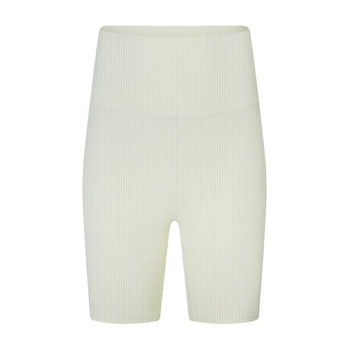 Solid Ribbed High Waist Bike Shorts With Invisible Pocket