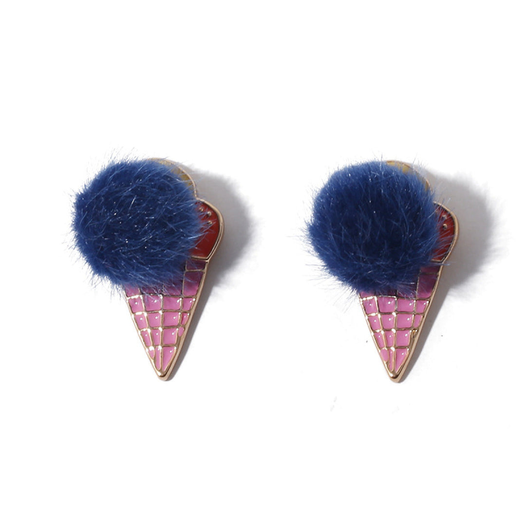 Hand-Painted Ice Cream-Shaped Stud Earrings