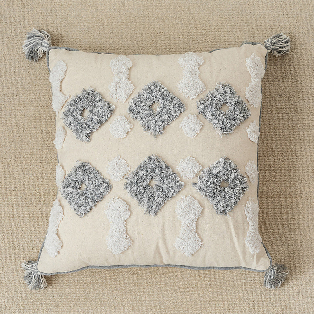 Boho Geometric Tufted Embroidered Cushion Cover Without Filler