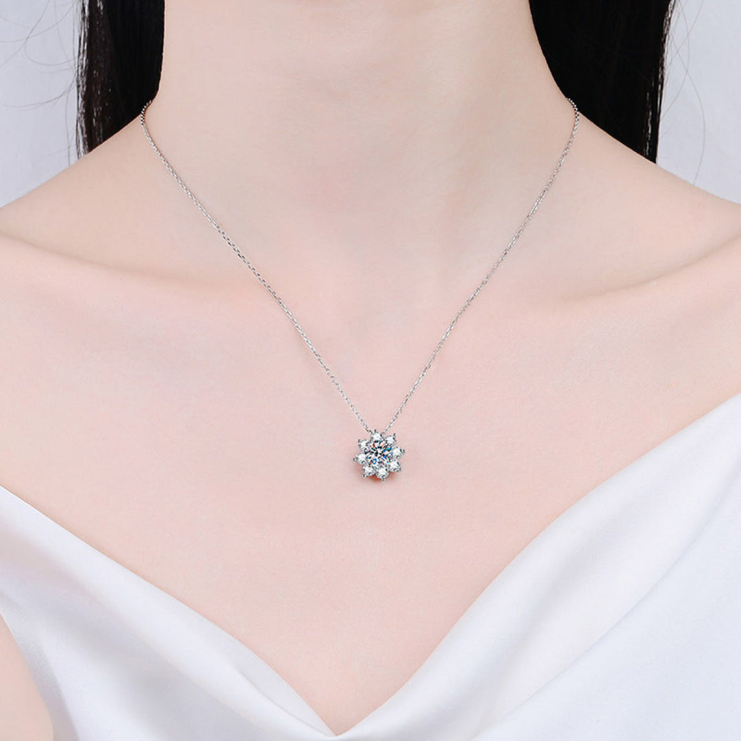 925 Sterling Silver Sun Flower Moissanite Necklace