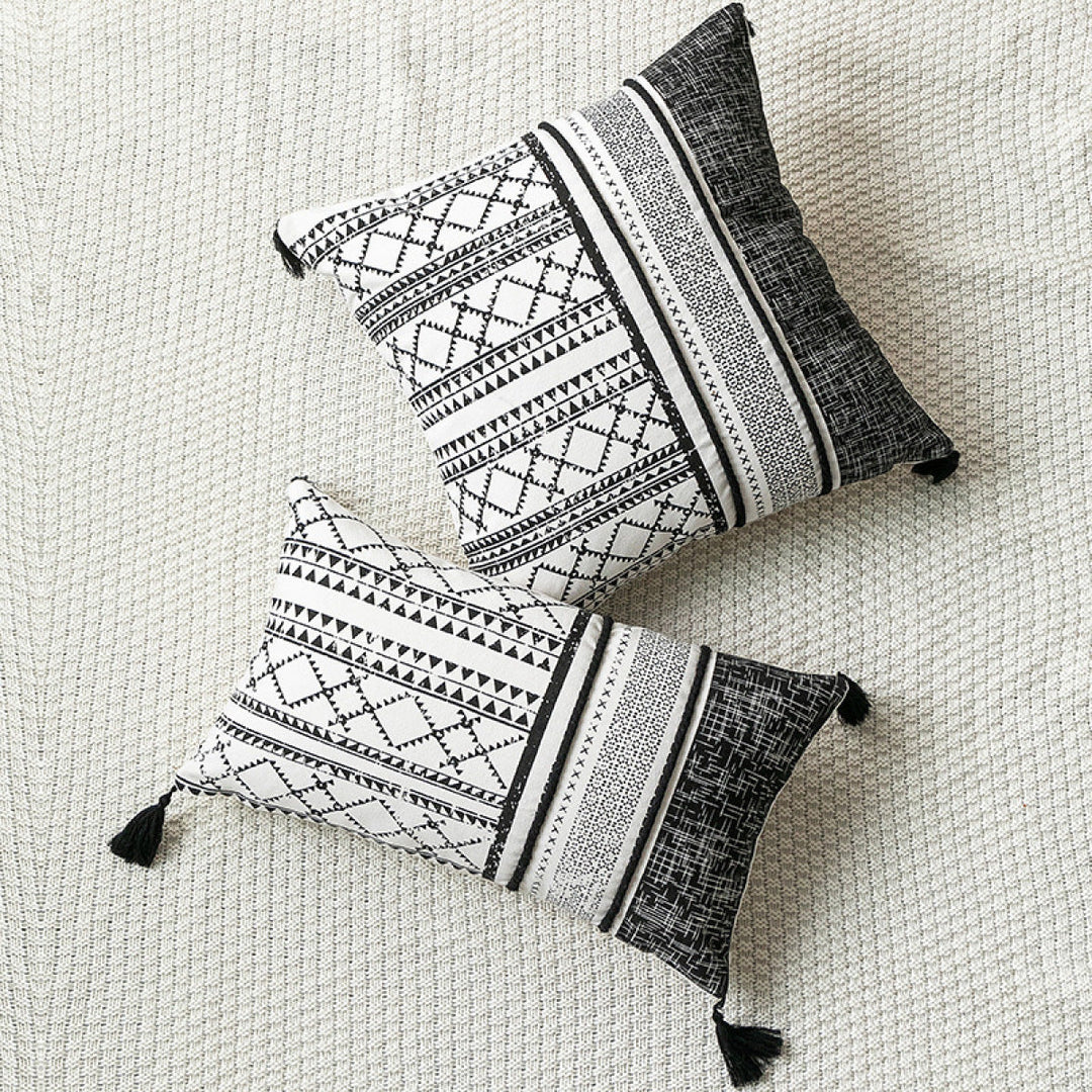 Geometric Cotton Tassel Cushion Pillowcase without Filler