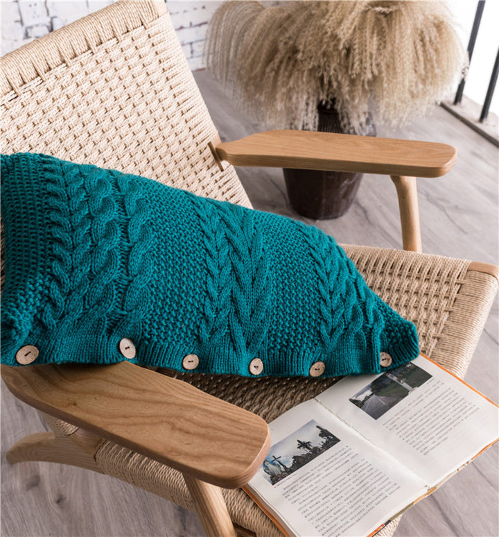 Buttoned Cable Knit Cushion Pillowcase without Filler