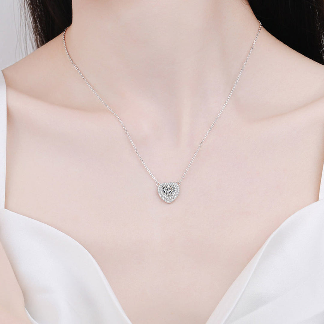 925 Sterling Silver Love Moissanite Hear-Shape Necklace