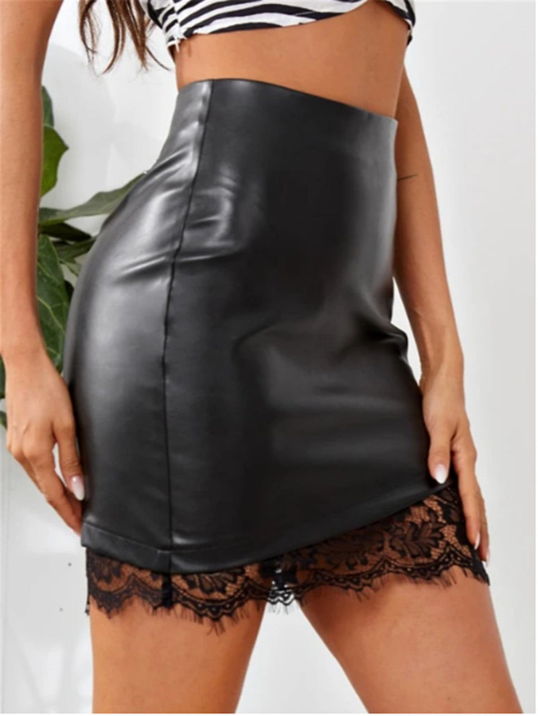 Black Lace High Waist Skirt