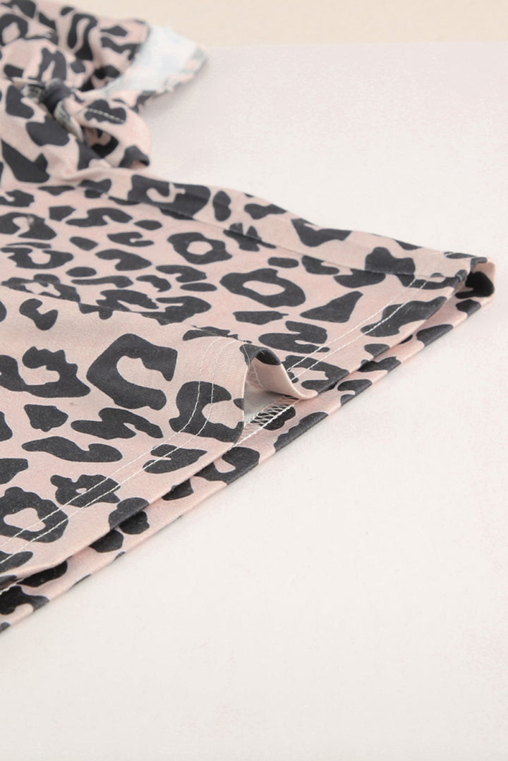 Leopard Half Sleeve Plus Size Jumpsuit
