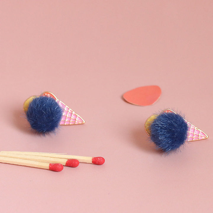 Hand-Painted Ice Cream-Shaped Stud Earrings