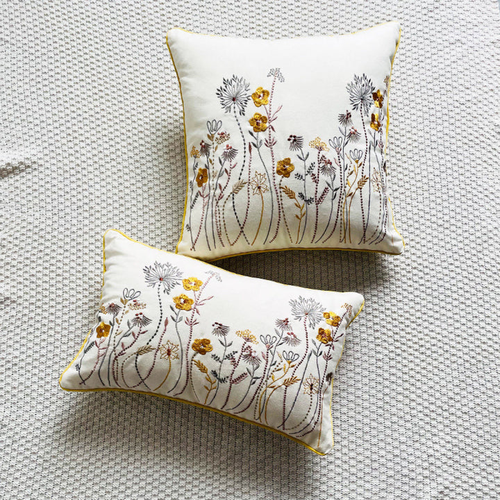 Boho Floral Embroidery Cushion Cover Without Filler