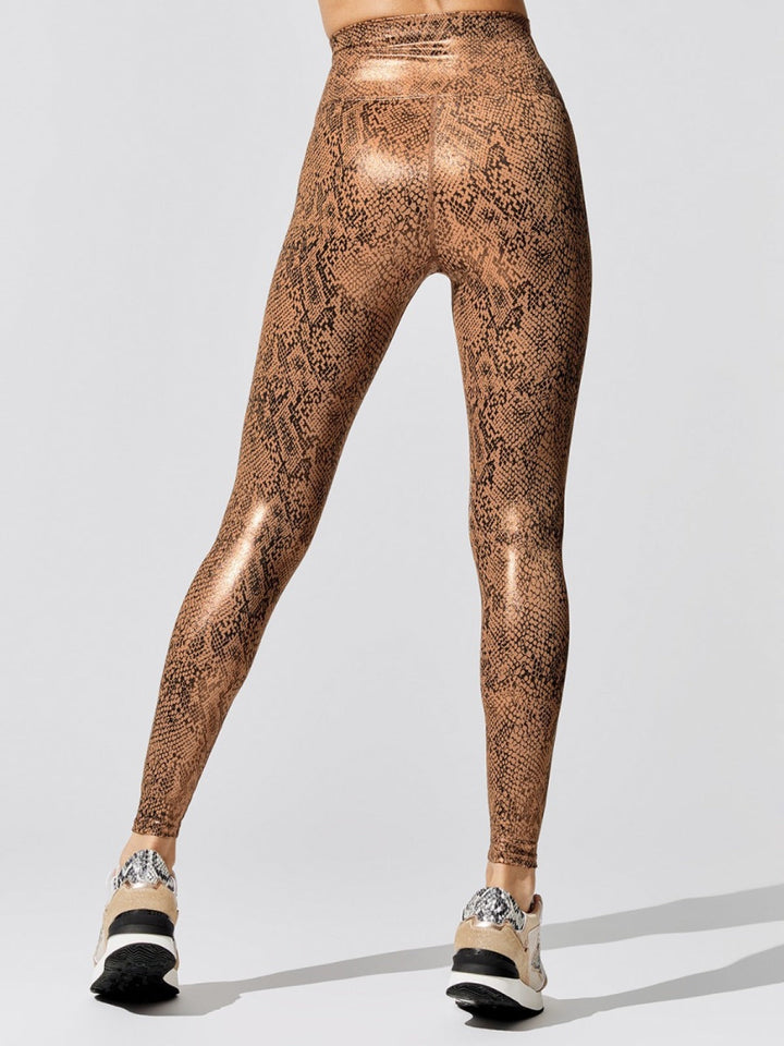 Metallic Bronze Snakeskin Yoga Top & Leggings Set