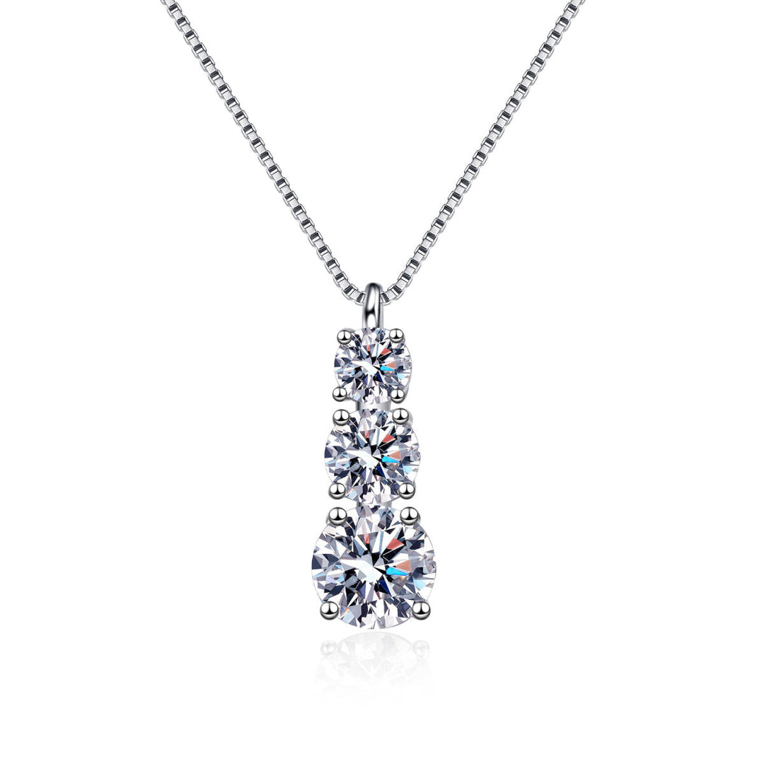925 Sterling Silver Three Moissanite Necklace
