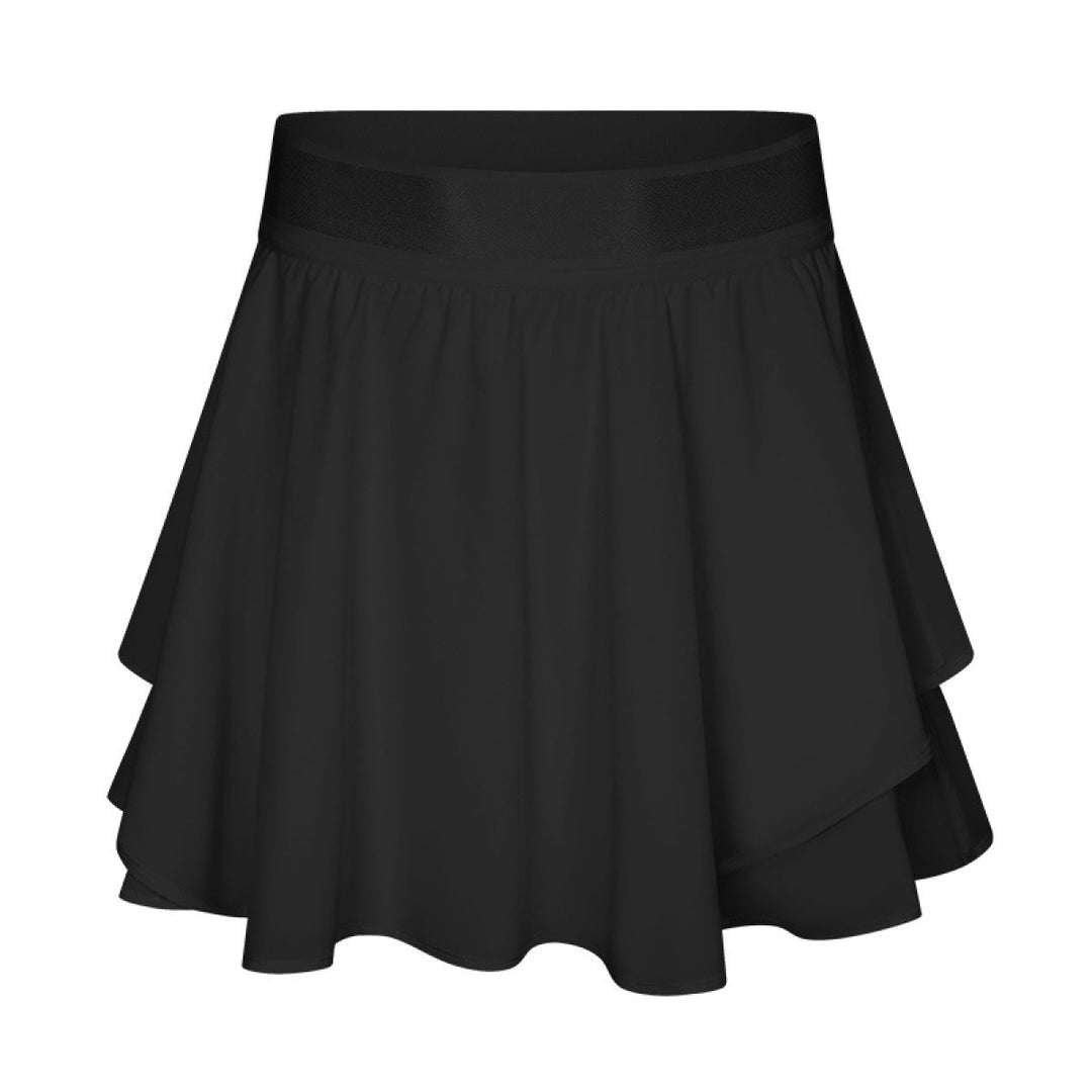 Elastic Waist Ruffle Skirt With Inside Pocket