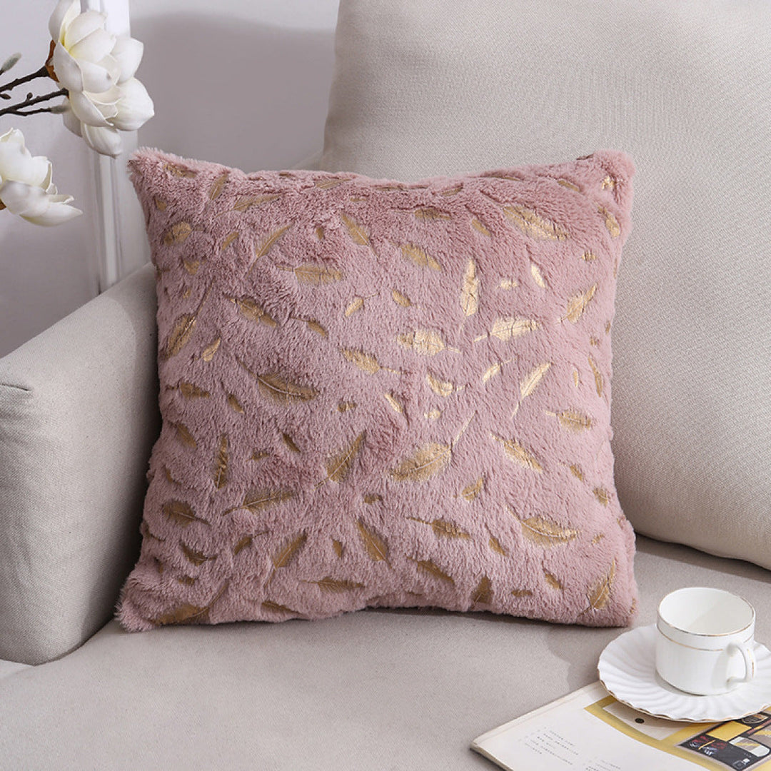 Double Sided Feather Gold Stamping Plush Pillowcases Without Filler