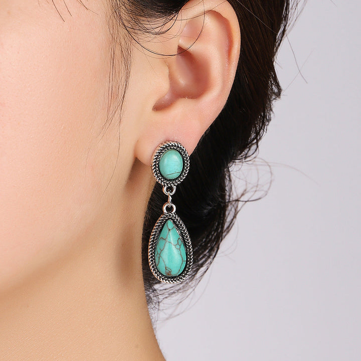 Turquoise Teardrop-Shaped Turquoise Drop Earrings