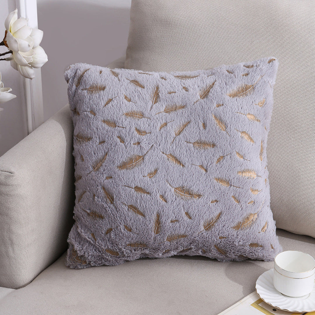 Double Sided Feather Gold Stamping Plush Pillowcases Without Filler