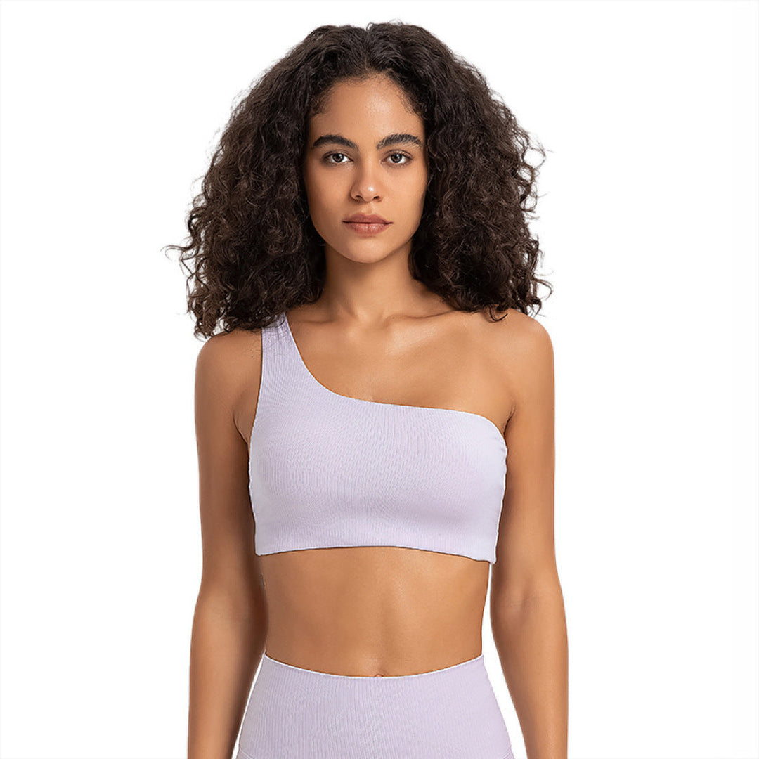 Solid Ribbed One ShoulderSports Bras – Natural Yoni Eggs