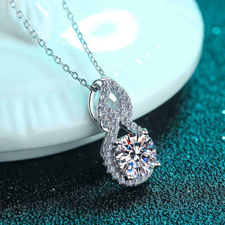 925 Sterling Silver Moissanite Pendant Gourd Necklace
