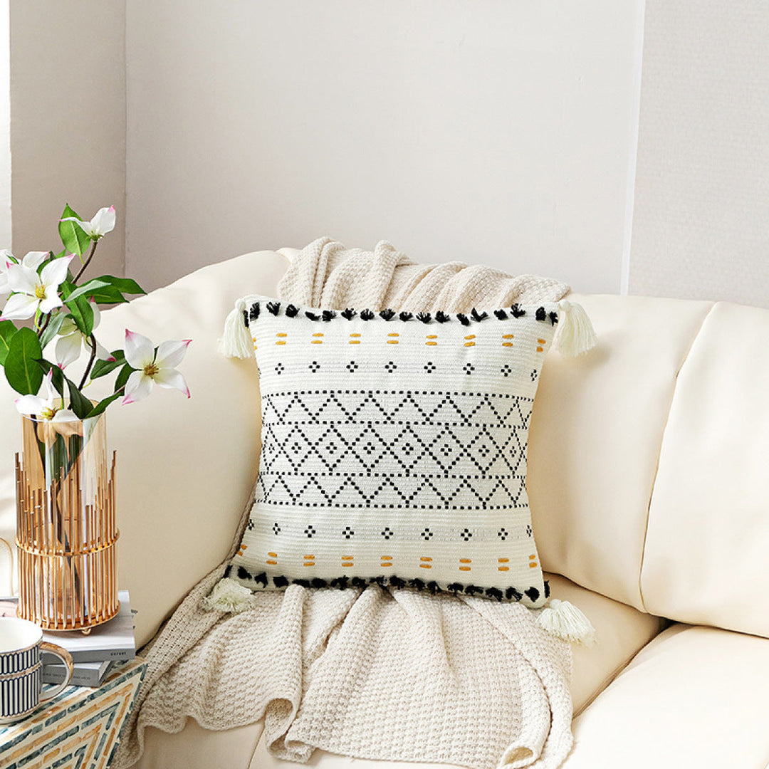 Boho Geometric Tassel Knitted Colorful Cushion Cover Without Filler