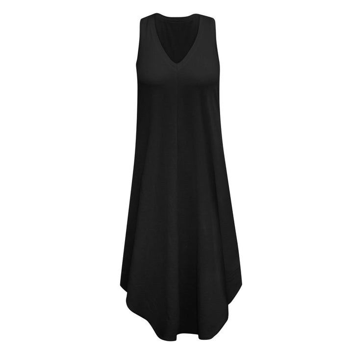 Solid Sleeveless Asymmetric Maxi Dress
