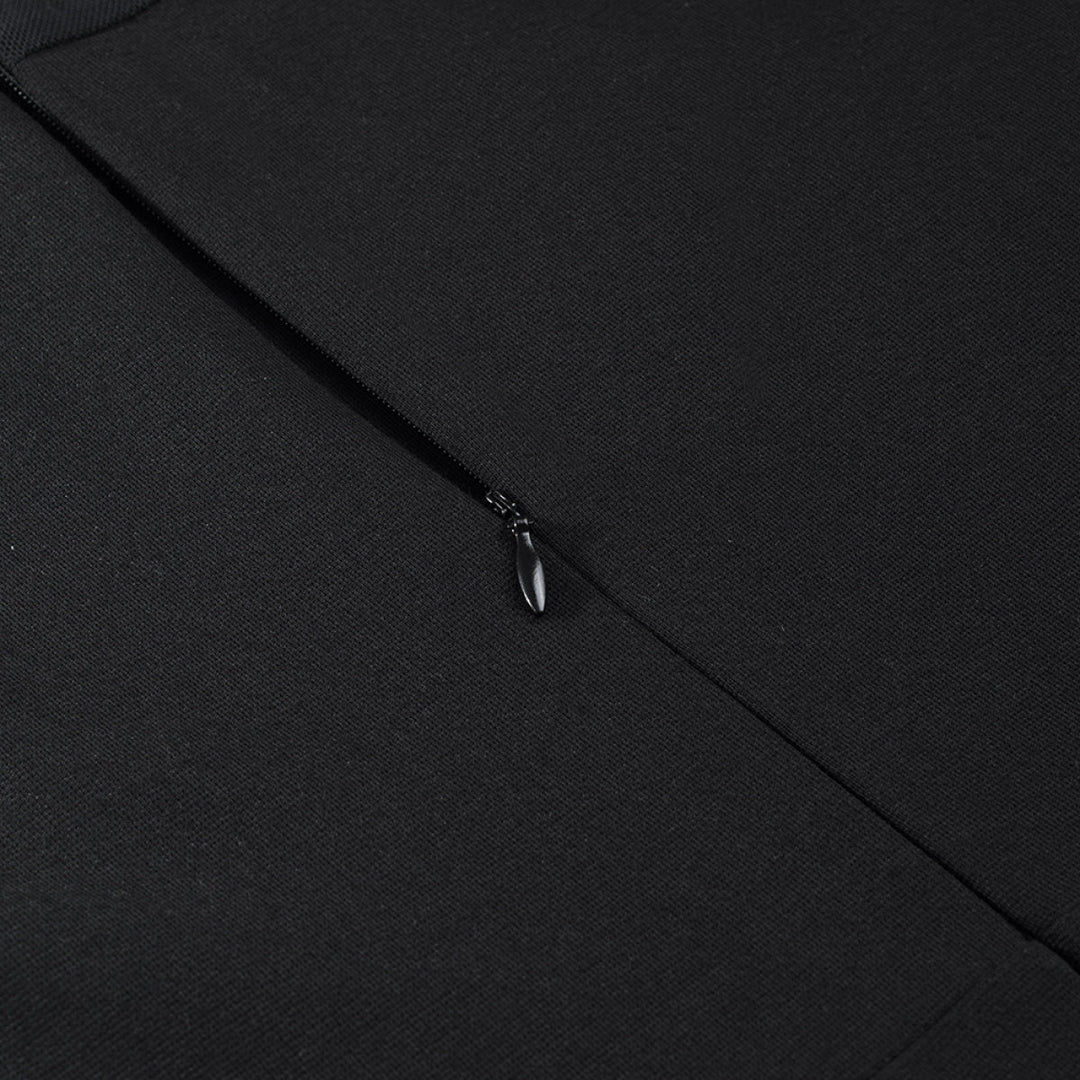 Notched Neck Three-Quarter Sleeve Tie Waist Colorblock Slit Midi Dress