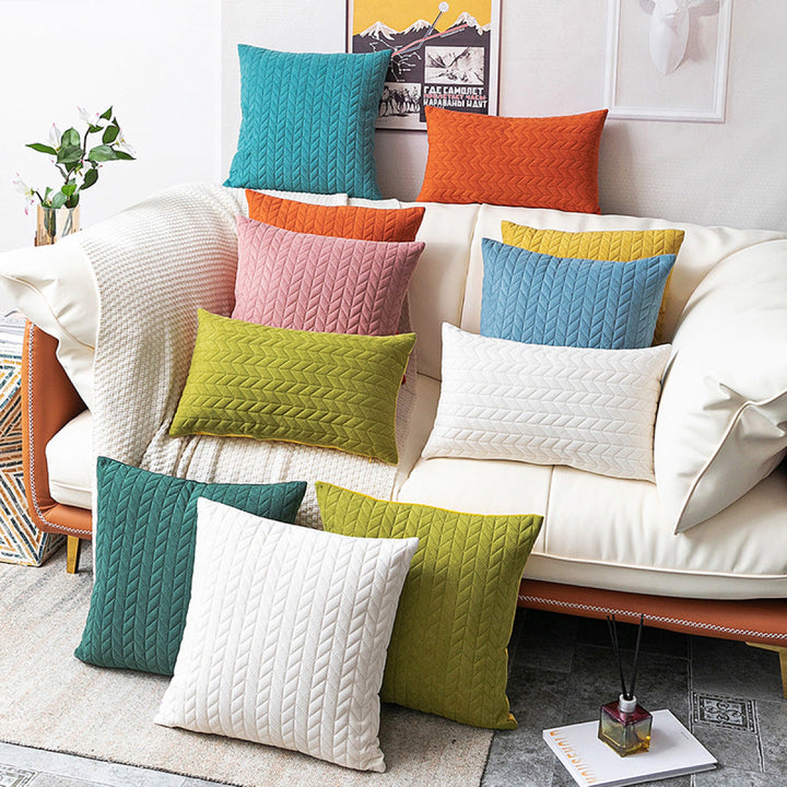 Dutch Velvet Embossed Geometric Cushion Pillowcase without Filler