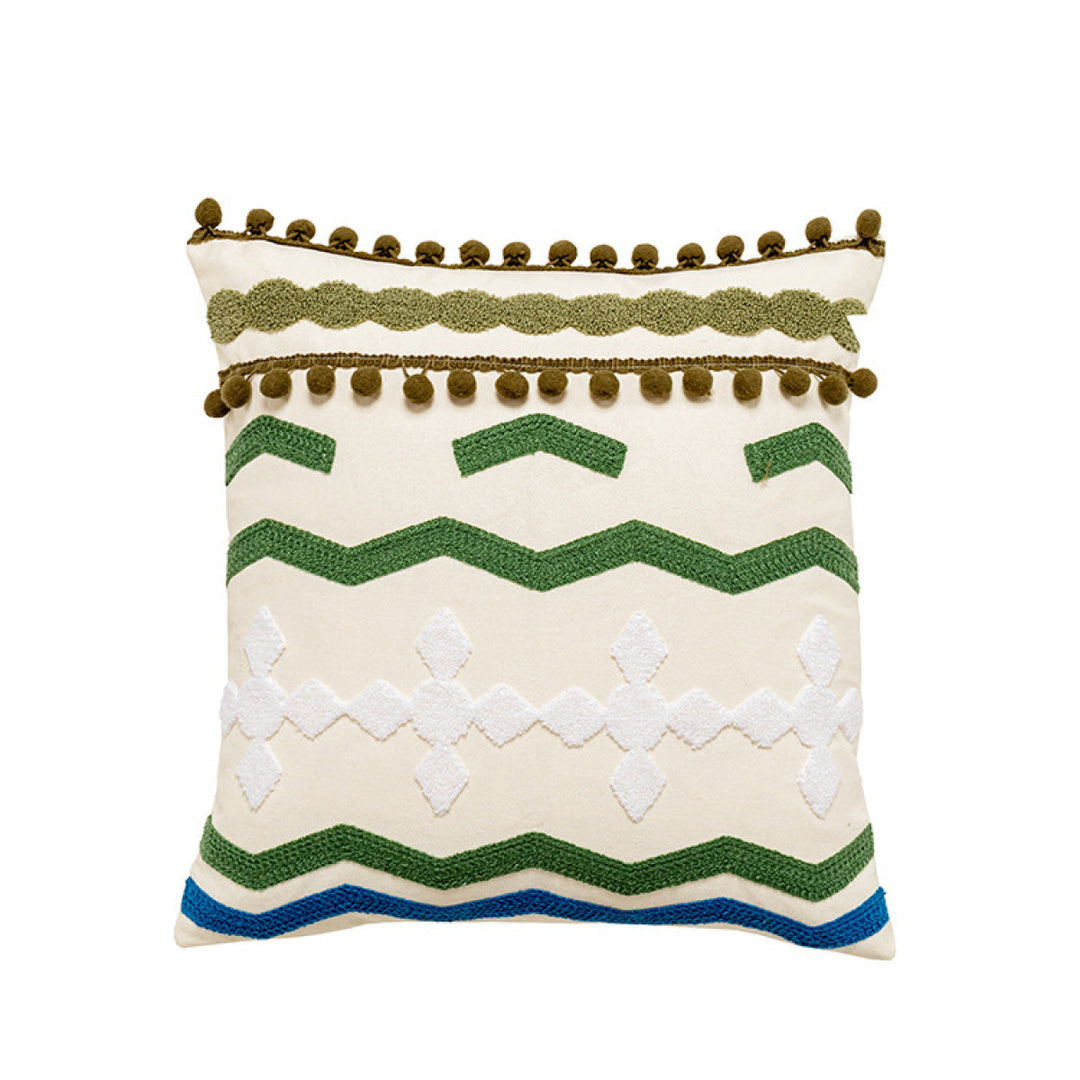 Boho Geometric Lines Embroidered Cushion Cover Without Filler