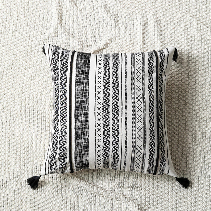 Geometric Cotton Tassel Cushion Pillowcase without Filler